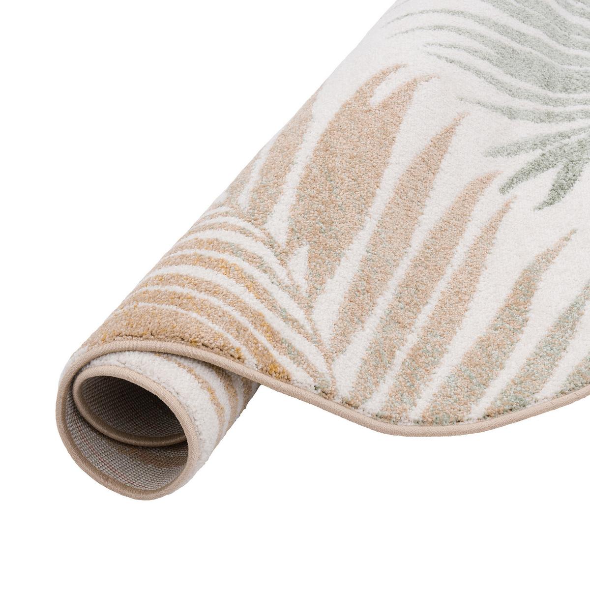DESIGNER TEPPICH FARO TROPICAL BLÄTTER RUND - Naturfarben, Textil (120/120cm) - Pergamon