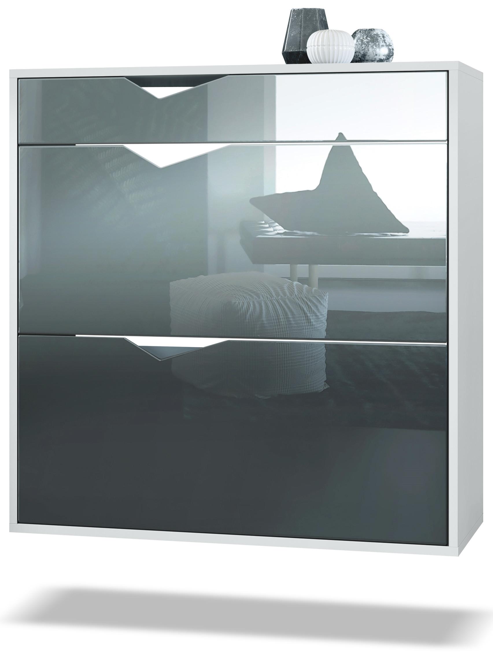 SCHUHSCHRANK Kolmio Fronten in Grau Hochglanz - Grau, Holzwerkstoff (85/87/33cm) - Vladon