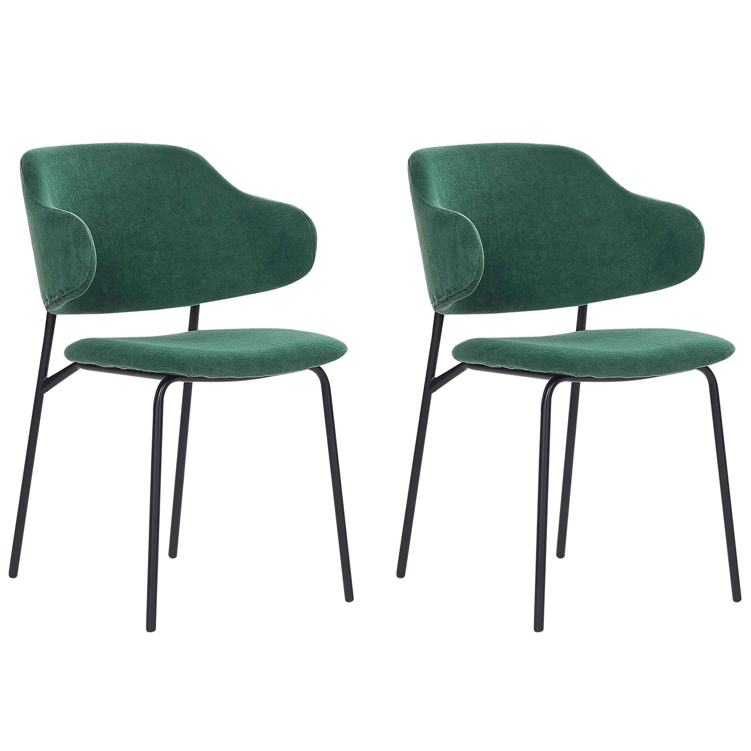 ESSZIMMERSTUHL 2er-Set Polsterbezug Grün Kenai - Grün, Textil/Metall (46/82/58cm) - Beliani