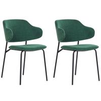 ESSZIMMERSTUHL 2er-Set Polsterbezug Grün Kenai - Grün, Textil/Metall (46/82/58cm) - Beliani