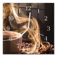 WANDUHR aus Glas 30x30 cm - Tasse Kaffee - Braun, Glas (30/30/0.4cm) - TULUP