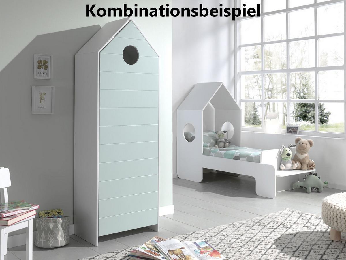 REGALSCHRANK Kania 58x37x171 MDF+Holzwerkstoff Weiß /Mint - Weiß/Grün, Holzwerkstoff (58/171/37cm) - 58aufmkessel