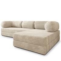 ECKSOFA ETERA modulares Boneless Sofa mit Schlaffunktion Creme Kordstoff - Creme, Textil (270/160cm) - MASSENO