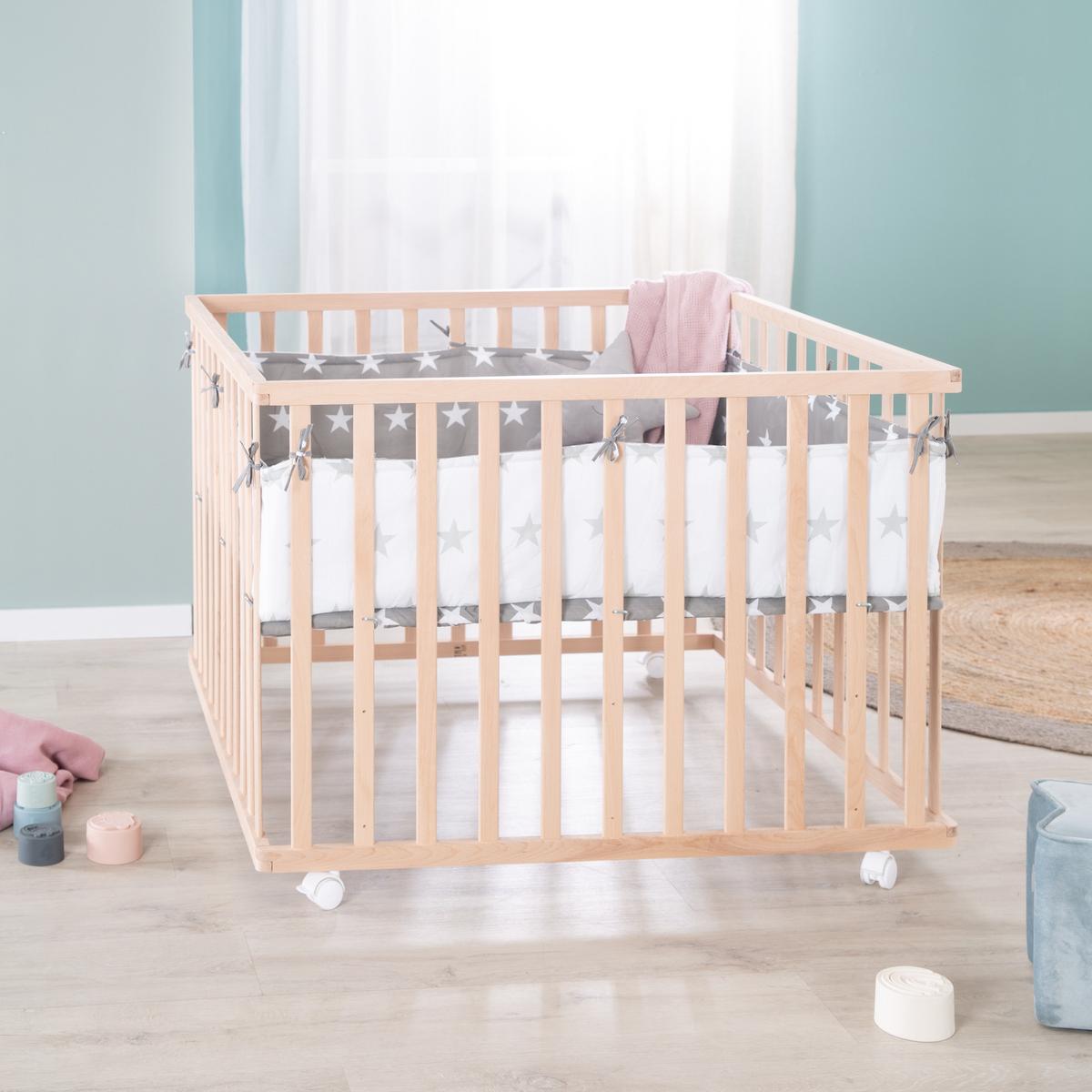 LAUFGITTER 100x100 Little Stars - Naturfarben, Holzwerkstoff (100/72.5/100cm) - Roba