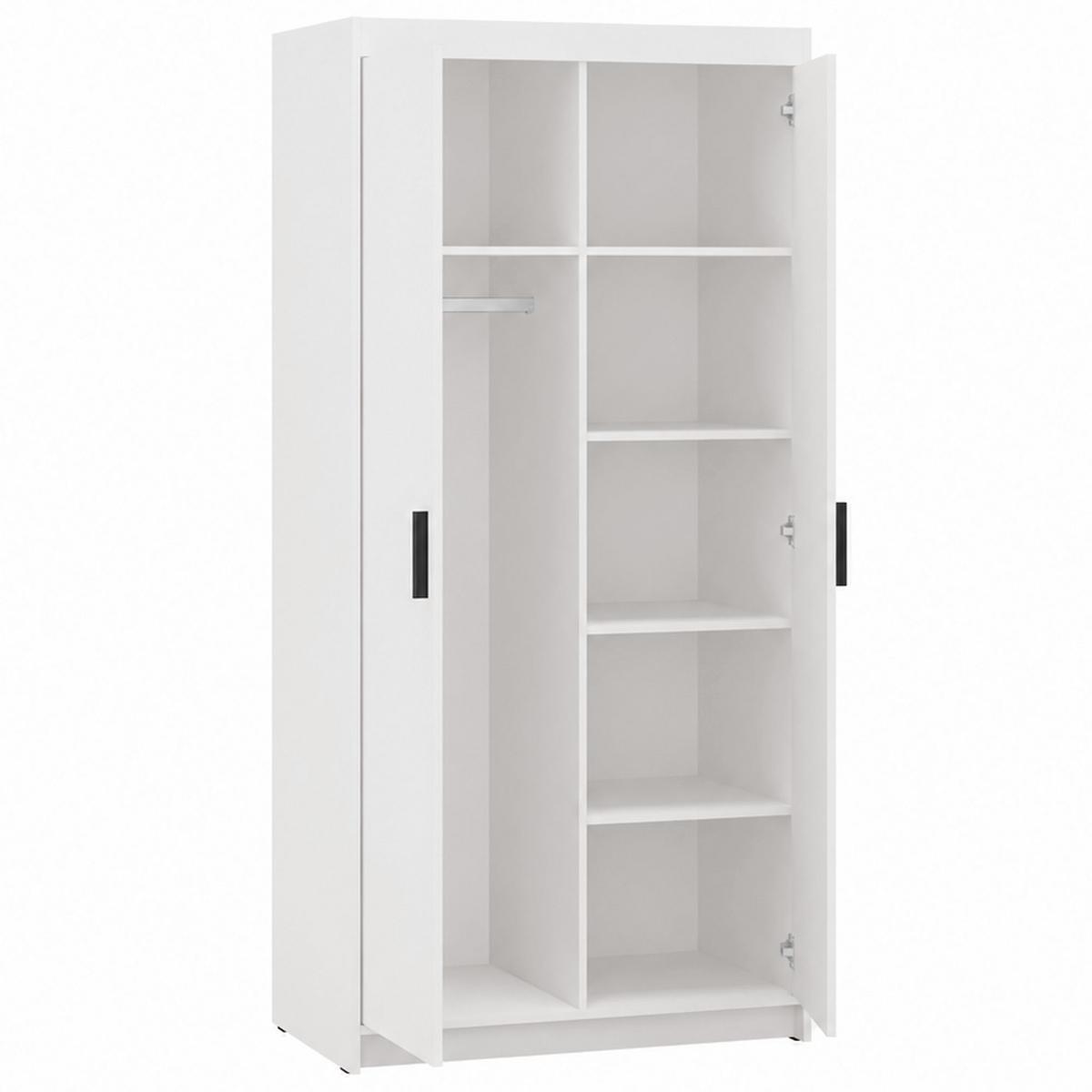 DREHTÜRENSCHRANK Elena mit 2 Türen, ohne Spiegel, Weiß - Weiß, Holzwerkstoff (90/190/53cm) - Beautysofa