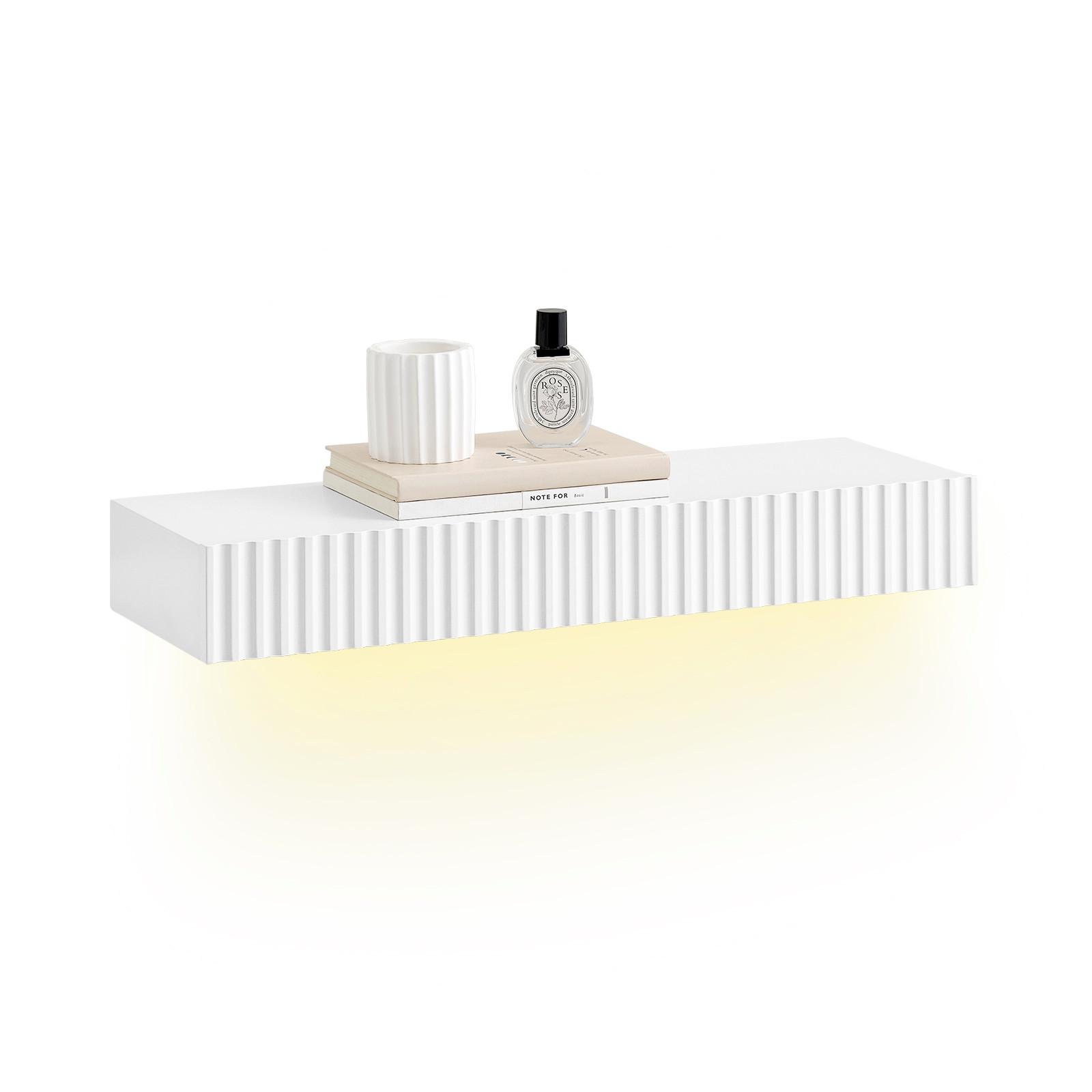 SCHWEBEREGAL mit Schublade Weiß, 60×20×8 cm - Weiß, Holzwerkstoff (60/8/20cm) - SoBuy