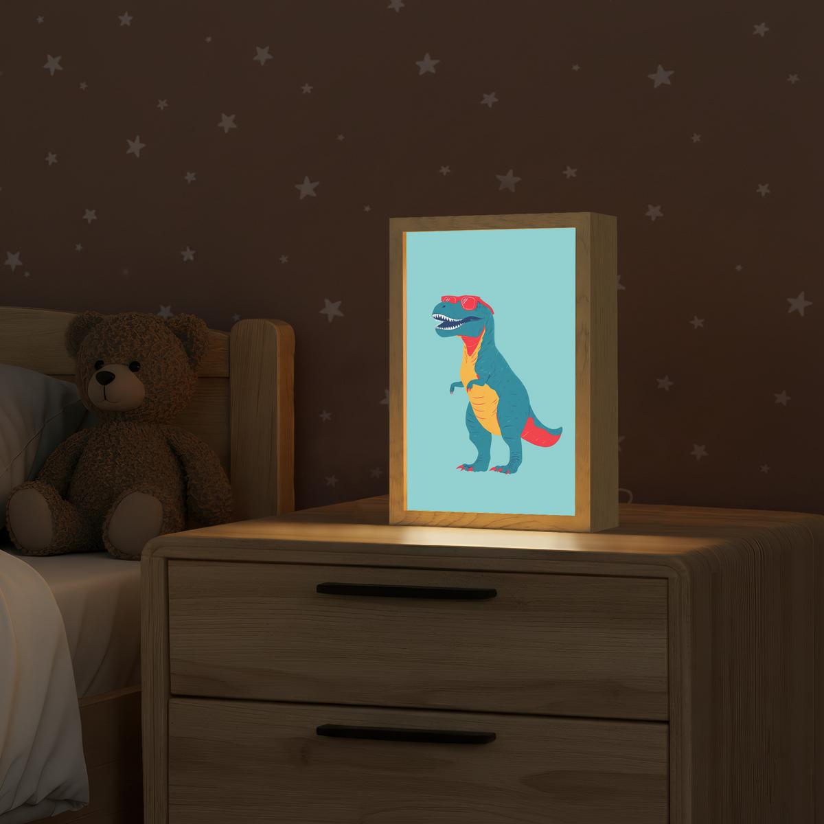 NACHTTISCHLAMPE Dinosaurier - Blau - Sonnenbrille 20x30 cm - Hellblau, Holzwerkstoff (8/20/30cm) - OnlyWow