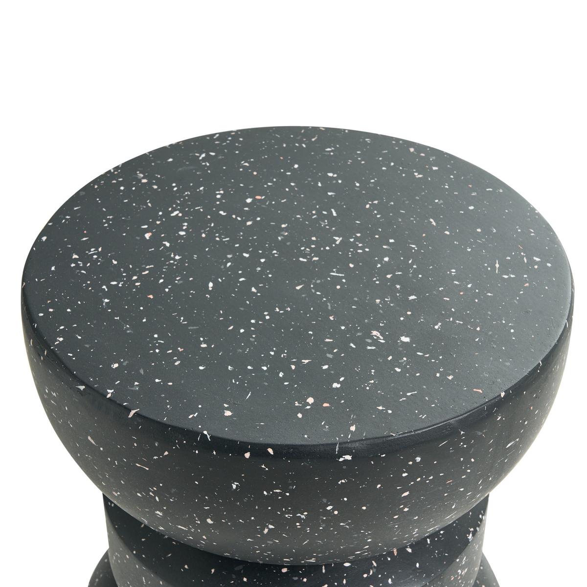BEISTELLTISCH 37/37 cm Terrazzo Optik Terrazzo Schwarz Faliro - Schwarz, Keramik (37/37/45cm) - Beliani