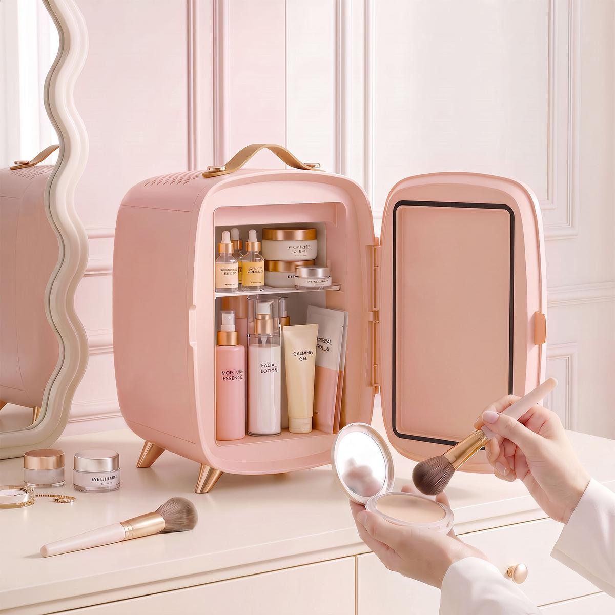 MINI-KOSMETIKKÜHLSCHRANK Kunststoff Glas Rosa - Rosa, Kunststoff (19.4/35.6/24.3cm) - HOMCOM