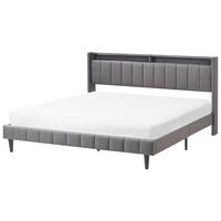 BETT mit LED 180/200 cm Stoff Dunkelgrau Beaulieu - Dunkelgrau, Textil (180/200cm) - Beliani