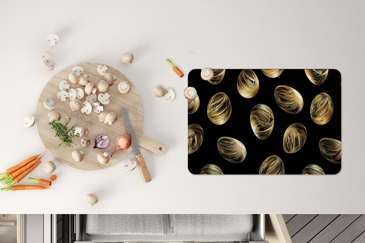 PLATZSETS 6er-Set Eier - Gold - Muster Placemats 45x30 cm - Schwarz, Kunststoff (0.3/45/30cm) - MuchoWow