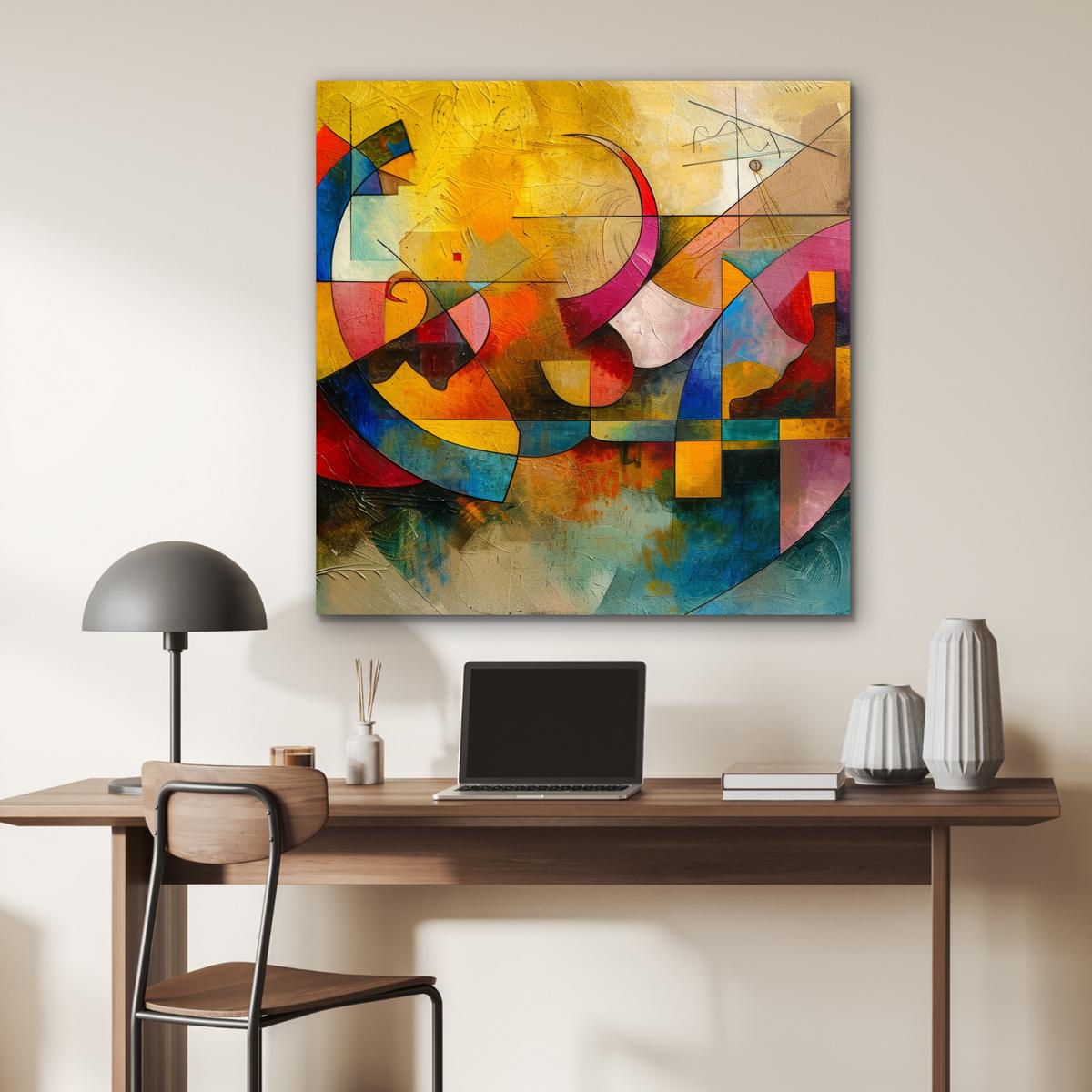 METALLBILD Kunst - Abstrakt - Modern 90x90 cm - Gelb, Metall (90/90cm) - MuchoWow