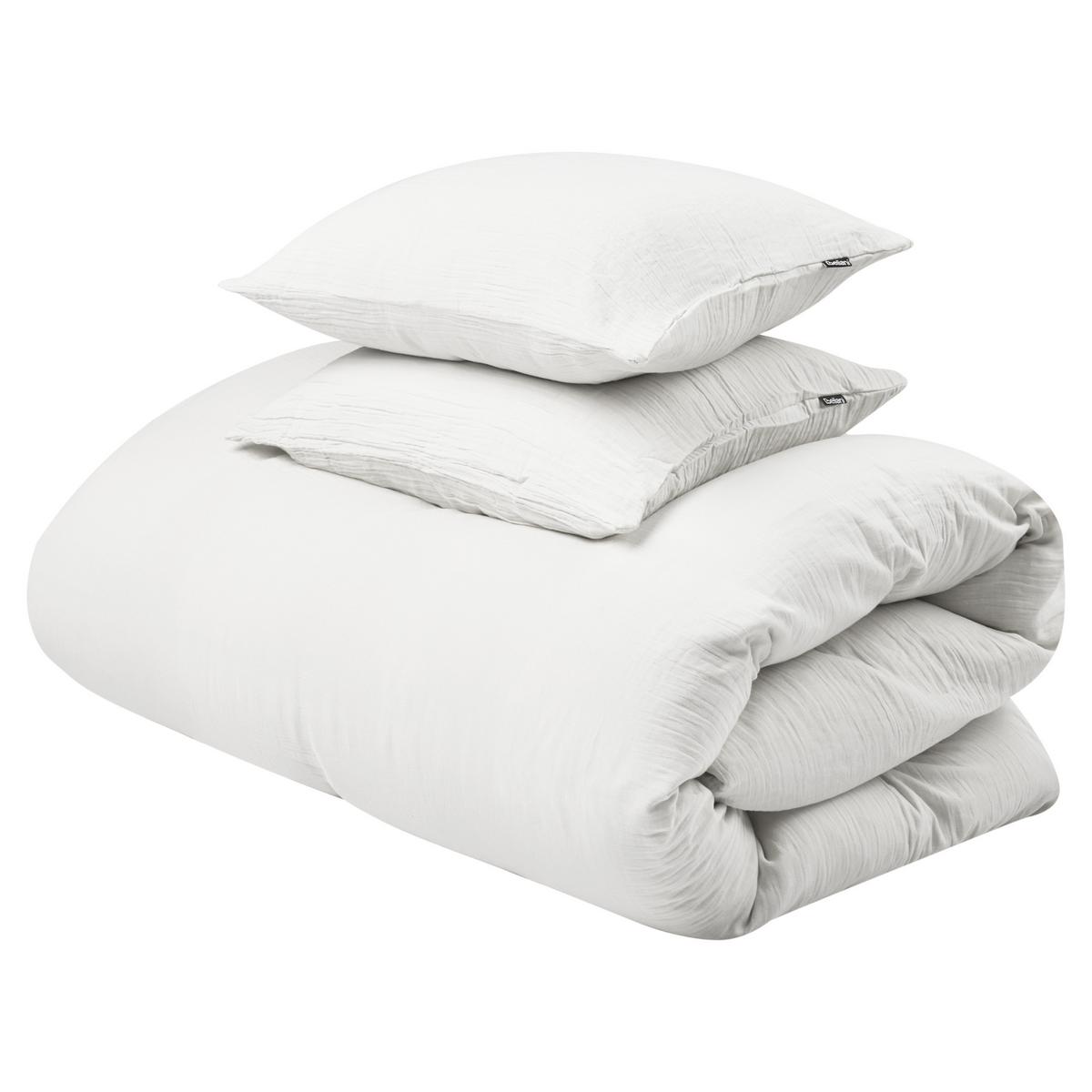 BETTWÄSCHE-SET 200/200 cm Baumwollmusselin Cremeweiß Sumner - Creme, Textil (200/200cm) - Beliani