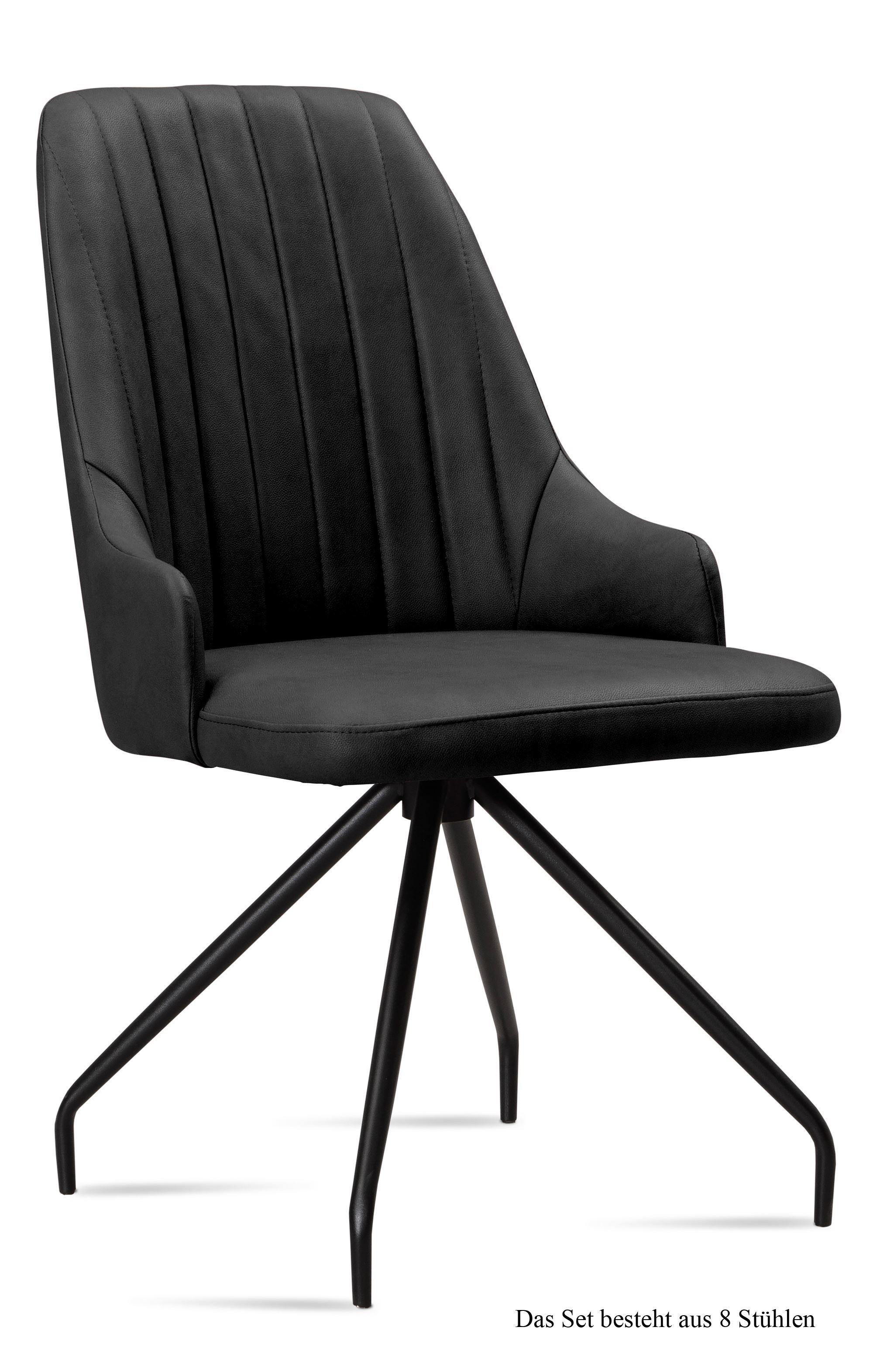 ESSZIMMERSTUHL (8er-Set) Dilara 52x91x60 Schwarz/Anthrazit - Anthrazit/Schwarz, Kunststoff (60/91/52cm) - 58aufmkessel