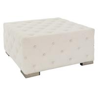 SITZPOUF Creme 90x90x45 cm quadratisch aus Leinen mit Metallfüße - Creme, Holz (90/45/90cm) - WOMO-DESIGN