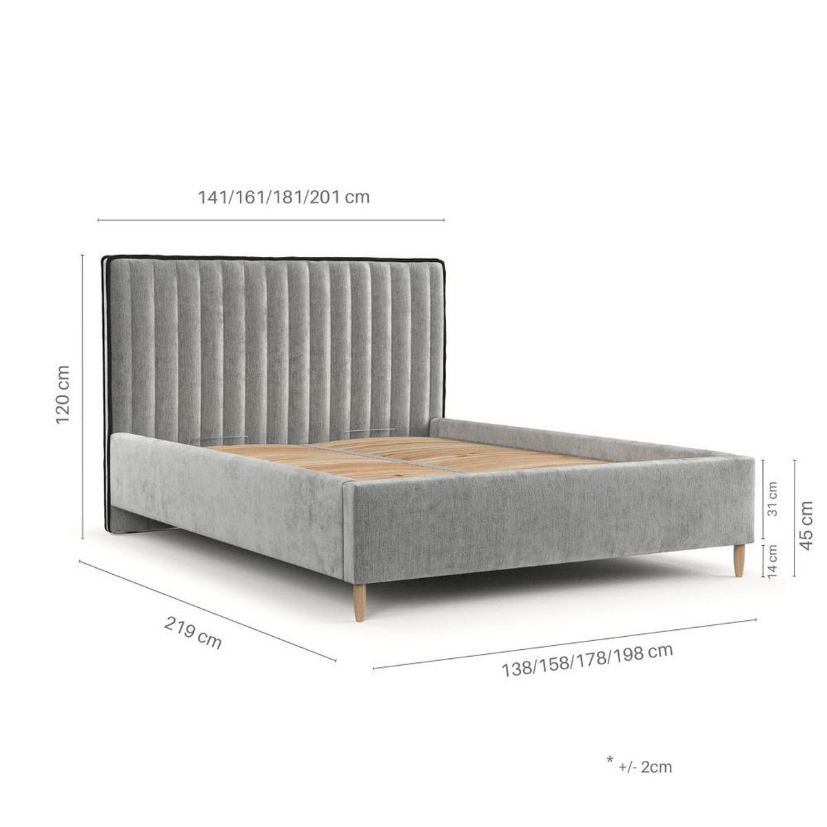 POLSTERBETT Aria 120/200 cm Grau im Riva Stoff - Naturfarben/Grau, Holz/Holzwerkstoff (120/200cm) - AltaBeds