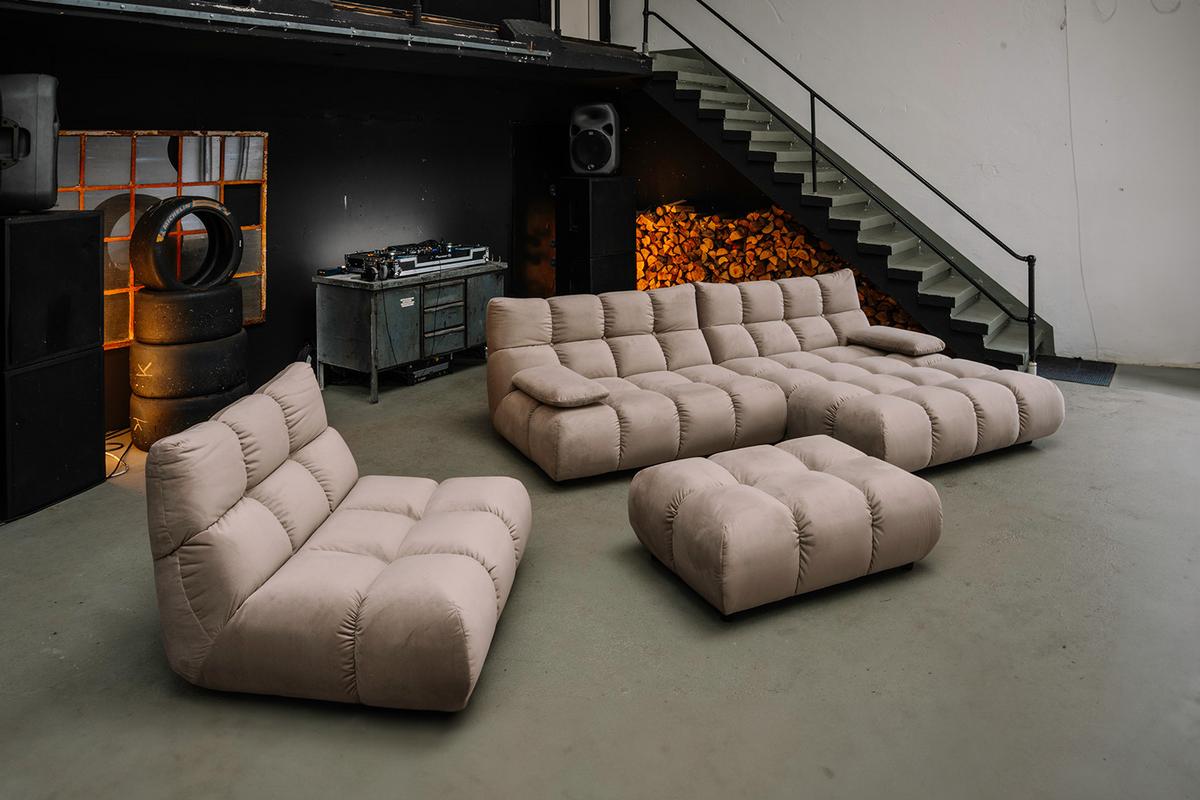SITZGRUPPE VIVIEN 3ER SET Braun Velvet (1er-Set) - Braun, Kunststoff/Textil (510/85/359cm) - KAWOLA