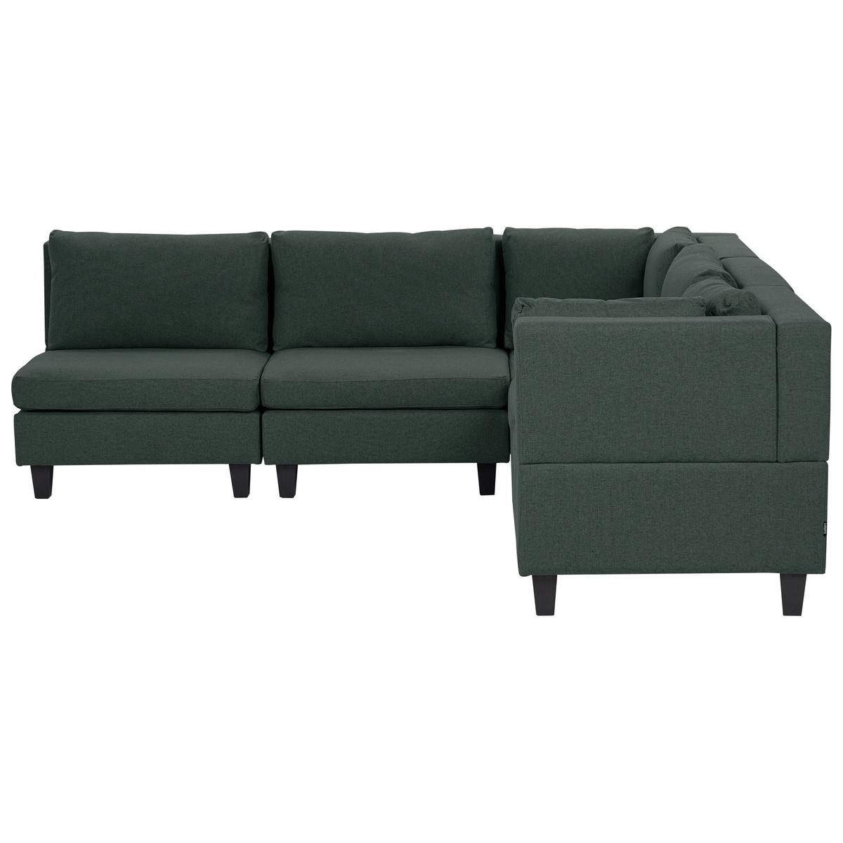 ECKFSOFA Modul 5-Sitzer linksseitig Dunkelgrün Stoff Unstad - Schwarz/Grün, Textil (228/228cm) - Beliani