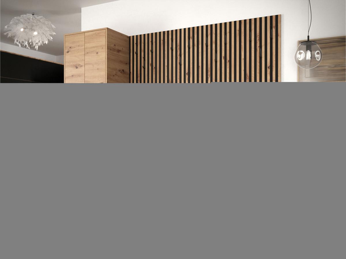 GARDEROBE Balma VI - Schwarz, Holzwerkstoff/Textil (230/206/44cm) - MIRJAN24