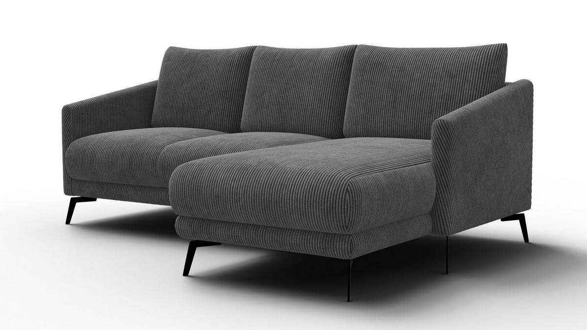 ECKSOFA VILT 3-Sitzer, dunkelgrau - Dunkelgrau/Schwarz, Holzwerkstoff/Textil (221/156cm) - Wozimo