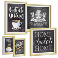 BILDER SET 5er Set - 50x50 cm & 20x30 cm & 40x60 cm Goldrahmen - Kaffeeroller, heimelige Wärme - Goldfarben, Kunststoff (40/60cm) - TULUP