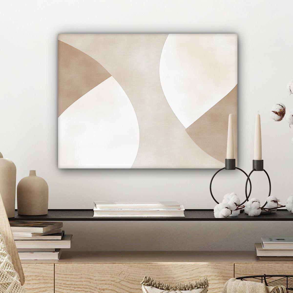 LEINWANDBILD Braun - Japandi - Abstrakt Wandbild 40x30 cm - Sandfarben, Textil (40/30cm) - MuchoWow