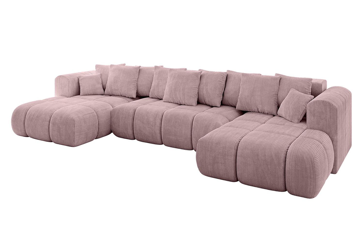 WOHNLANDSCHAFT CLOUD-U-v1 405x185x90 Rosa Cord - Rosa, Holzwerkstoff/Kunststoff (405/90/185cm) - ALTDECOR