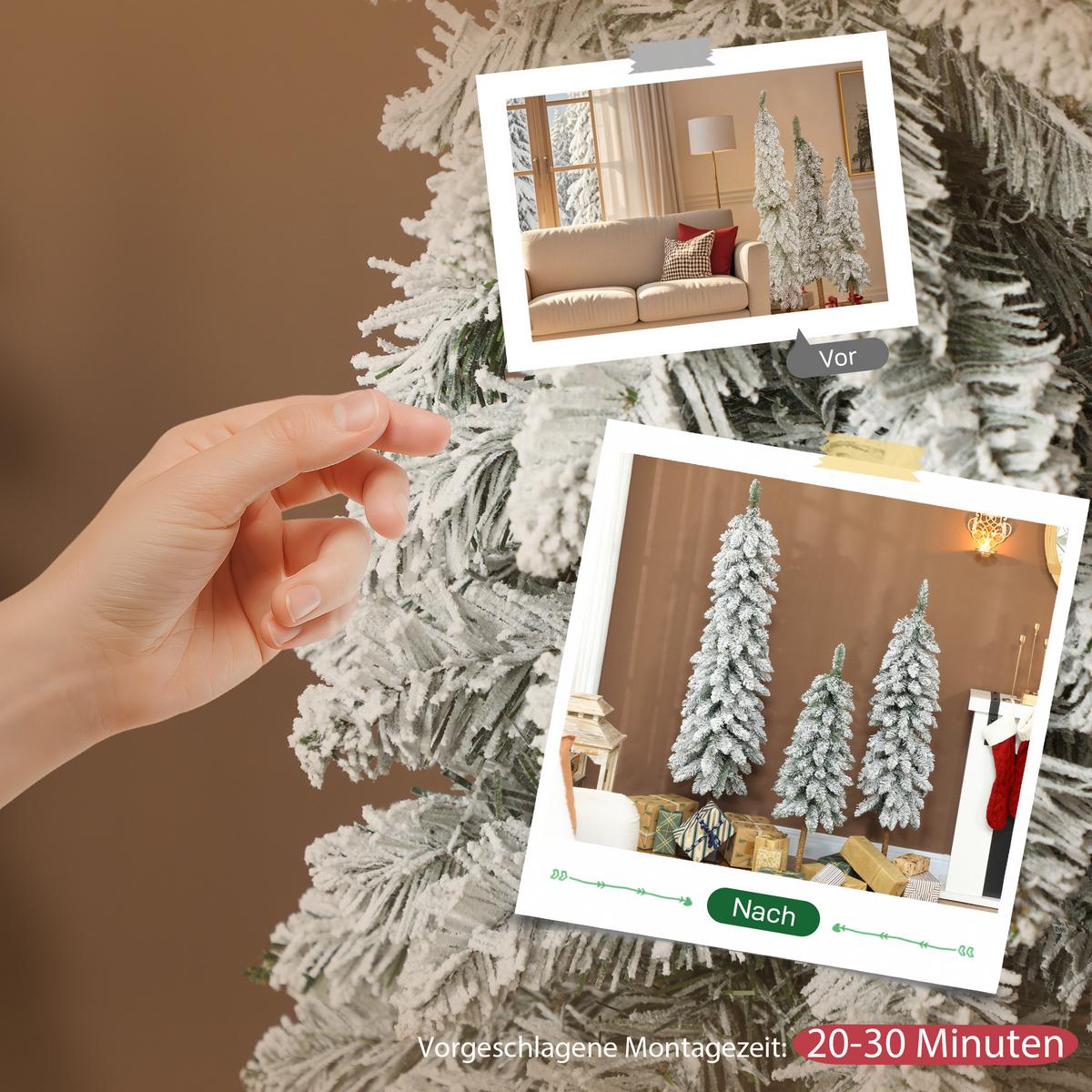 KÜNSTLICHER-WEIHNACHTSBAUM 3er-set mit Schnee 90/120/150 cm mit Metallständer - Grün, Kunststoff (150cm) - HOMCOM