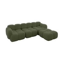 ECKSOFA modulares Sofa Rechts Miko-L2 302x205x75 Grün Bouclé - Smaragdgrün/Schwarz, Holzwerkstoff/Kunststoff (302/205cm) - ALTDECOR