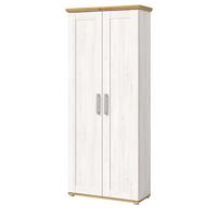 GARDEROBENSCHRANK weiß Lärche 80 cm, Flurschrank im Landhaus-Stil - Silberfarben/Weiß, Holzwerkstoff/Kunststoff (80/196/39cm) - Inn.Furn