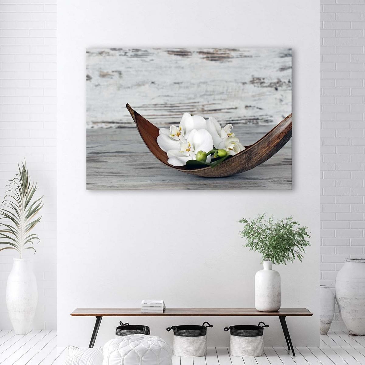 WANDBILD Orchidee Blumen Vintage 100x70cm - Grau, Textil (100/70cm) - Feeby
