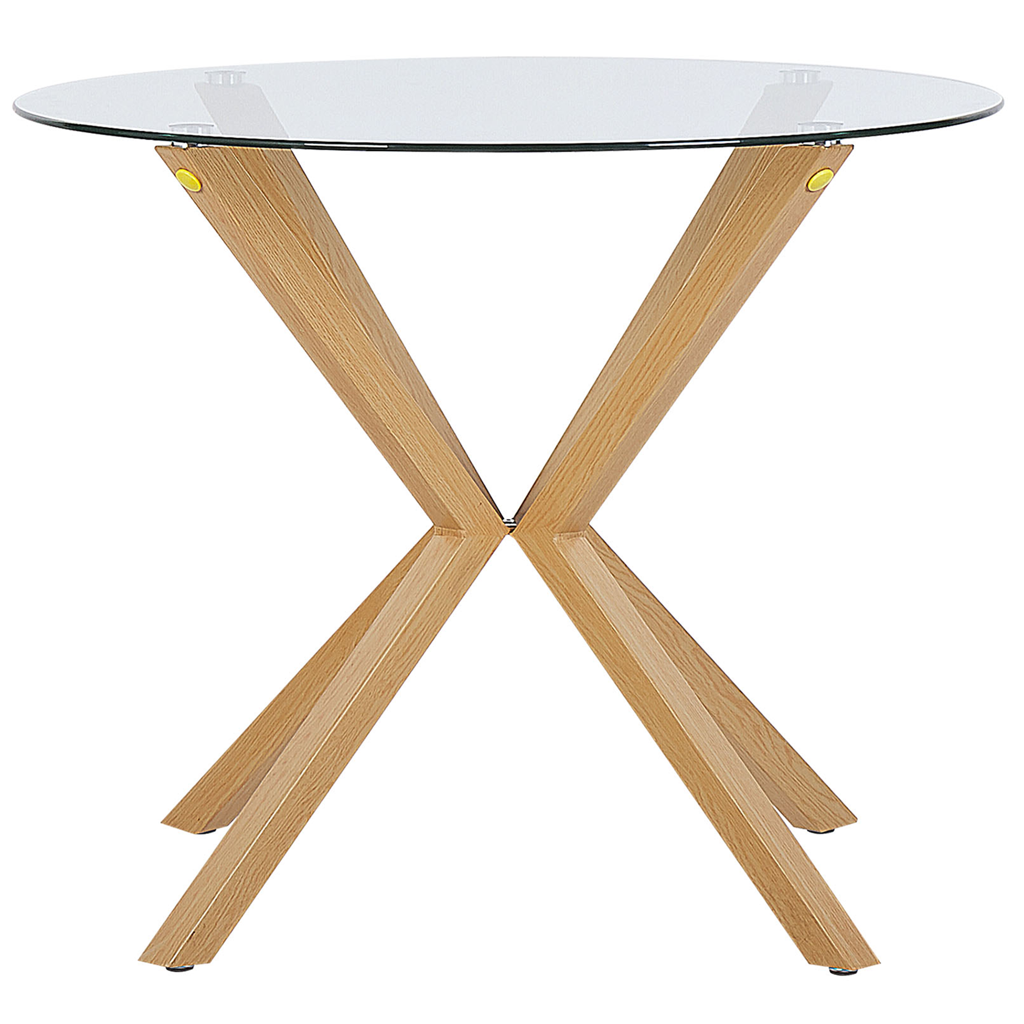ESSTISCH 90/90/75 cm Transparent, Hellbraun Rund Altura - Transparent, Glas (90/90/75cm) - Beliani