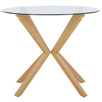 ESSTISCH 90/90/75 cm Transparent, Hellbraun Rund Altura - Transparent, Glas (90/90/75cm) - Beliani