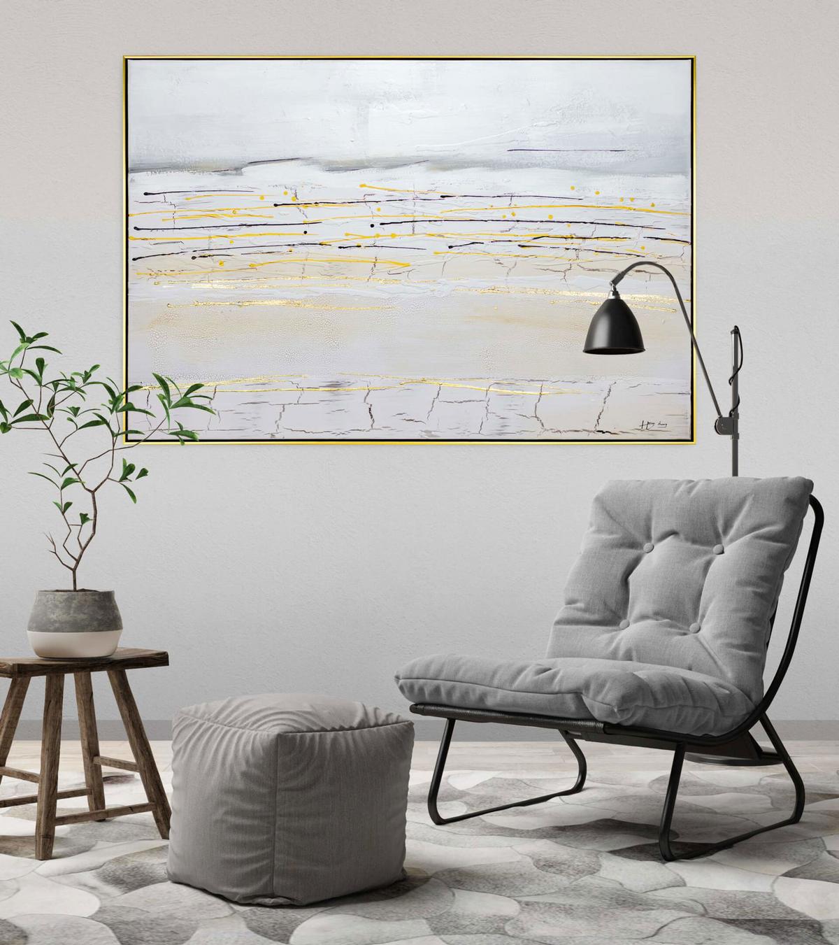 ACRYLBILD HANDGEMALT 122,5/82,5 cm - Grau, Textil (122.5/82.5cm) - KUNSTLOFT