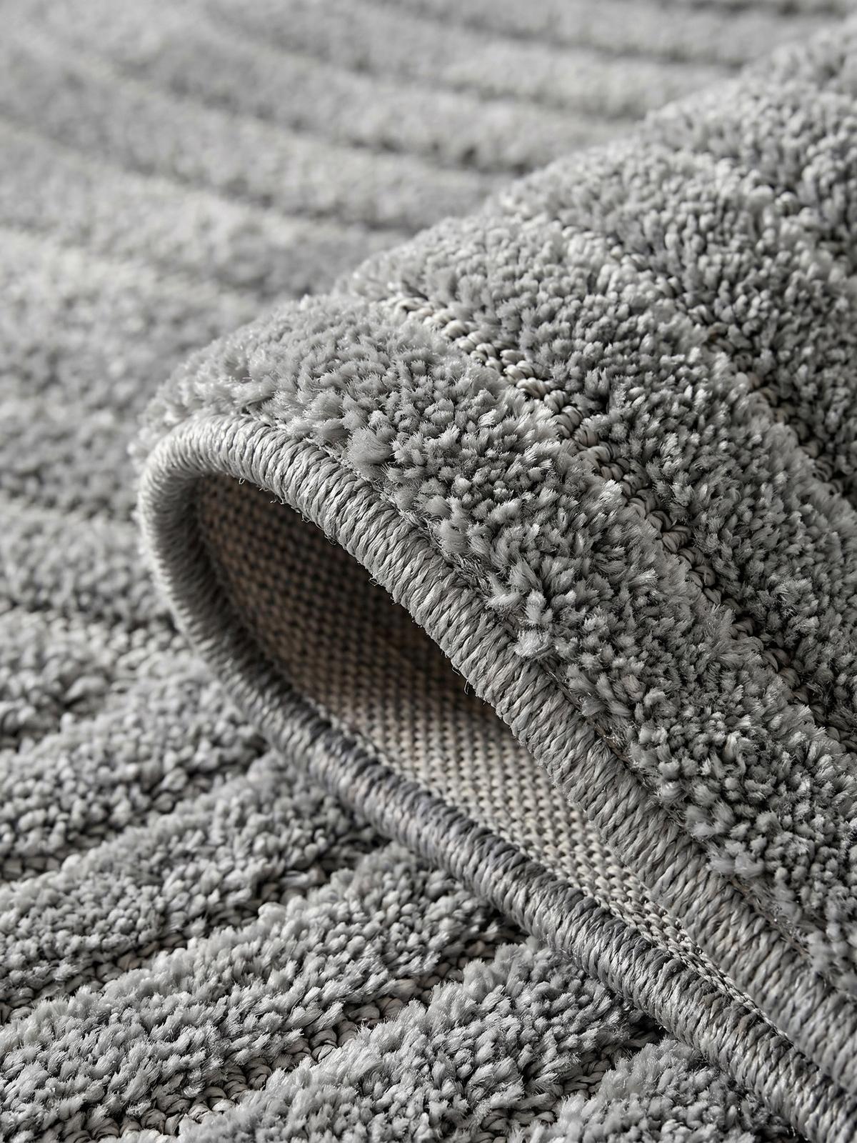 TEPPICH Hochflor RIGI in Silber, mit organischen Bögen in 3D, 80 x 150 cm - Silberfarben, Textil (80/150cm) - KADIMA DESIGN