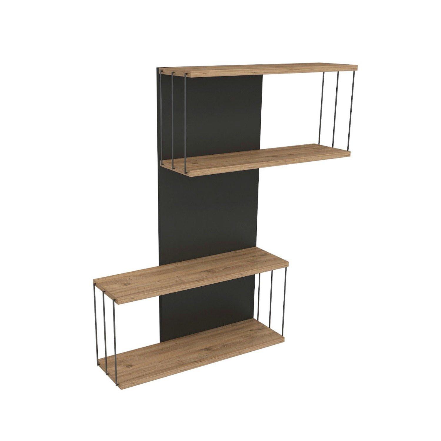 WANDREGAL mit 2 Fächern 65/19/96 cm - Anthrazit, Holzwerkstoff (19/96/65cm) - Calicosy