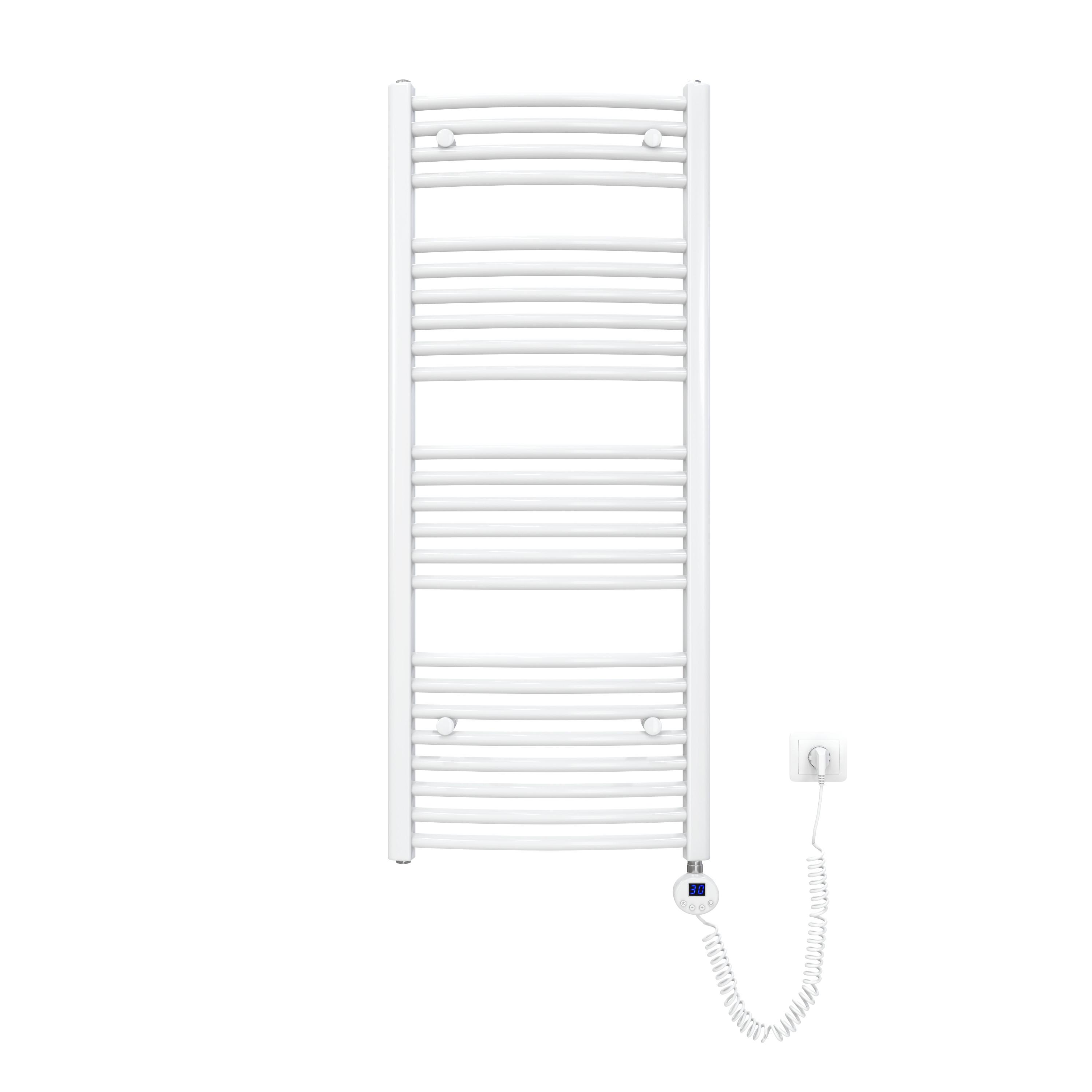 HANDTUCHHEIZKÖRPER elektrisch gebogen Weiß 120/50 cm - Weiß, Metall (50/120/5.2cm) - EMKE