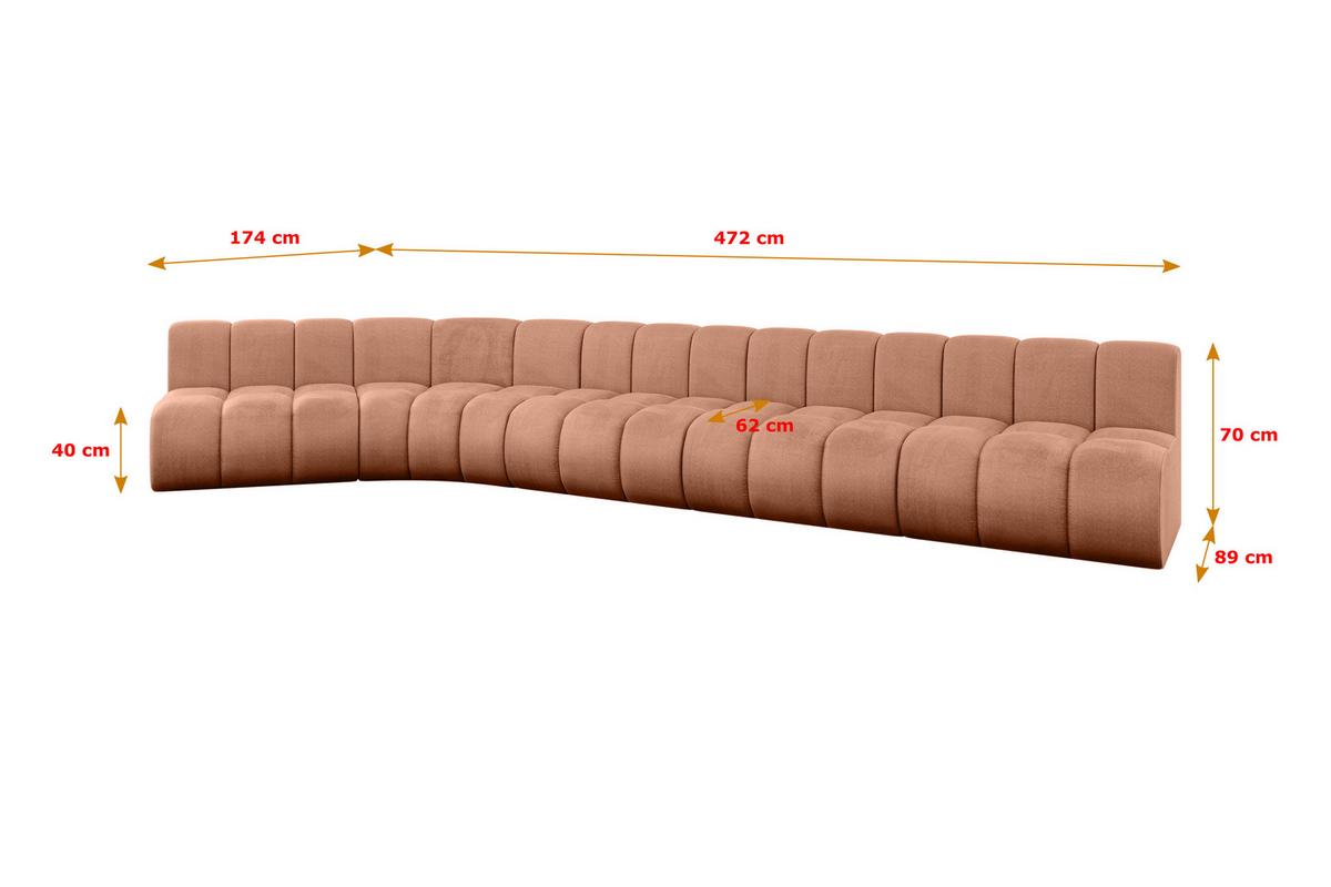 ECKSOFA modulares Sofa Montra-L3 - 472x174x70 cm Apricot - Koralle, Holzwerkstoff/Textil (472/174cm) - ALTDECOR