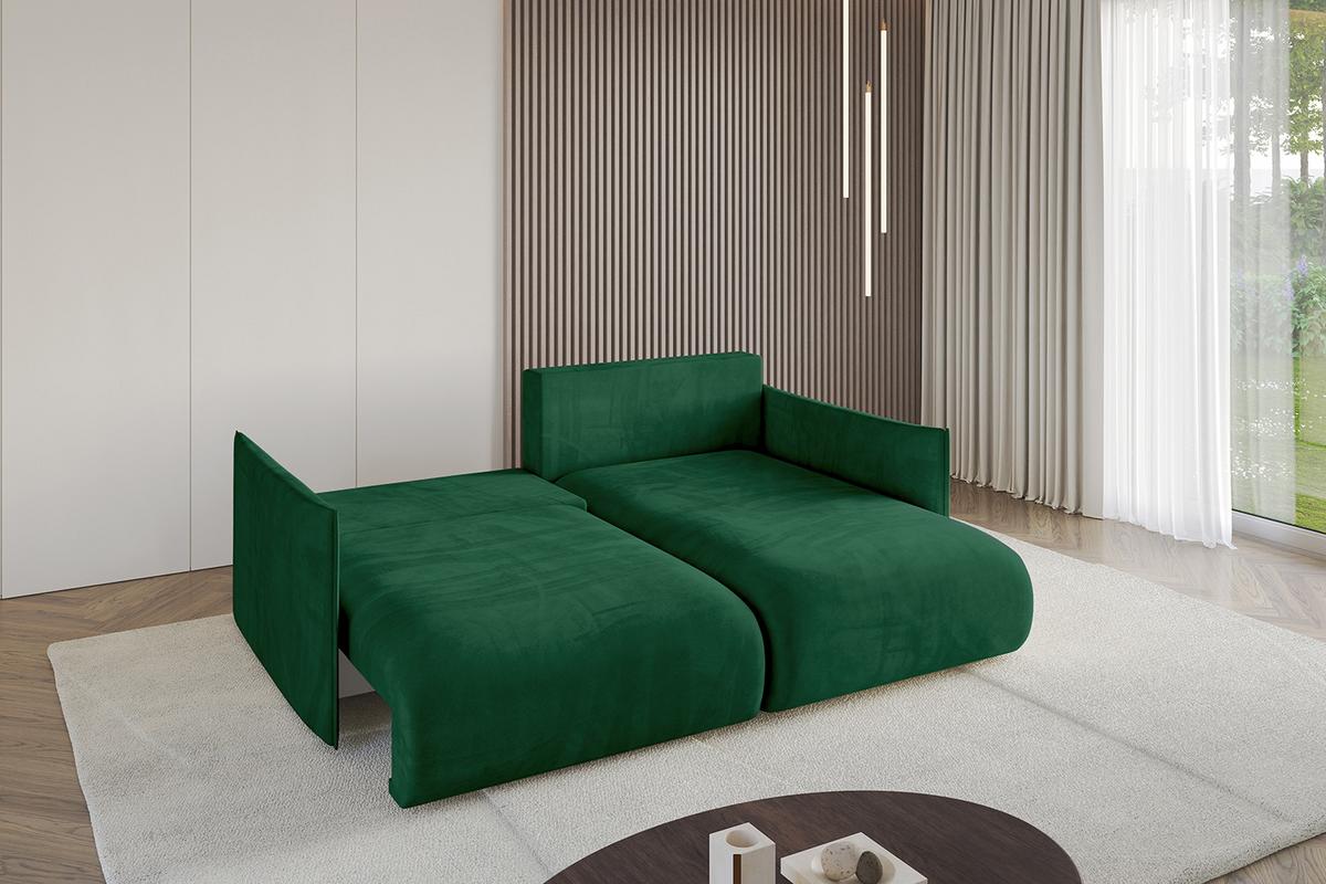 ECKSOFA Ottomane rechts ONESK-L 216x177x72 Grün Velours - Grün, Holzwerkstoff/Kunststoff (177/216cm) - ALTDECOR