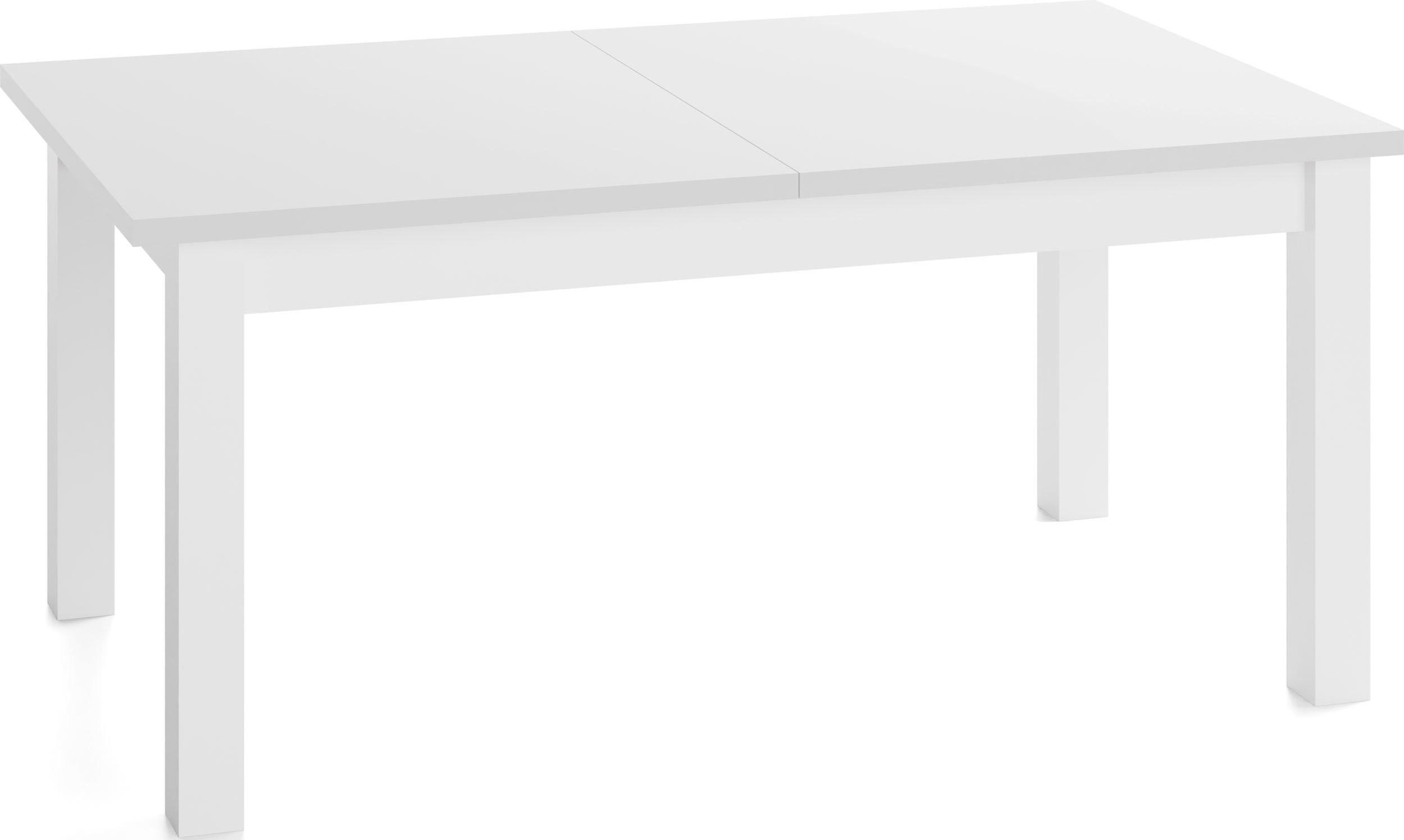 ESSTISCH Lindberg Weiß ausziehbar verlängerbar rechteckig, Weiß 120-160/70/77 cm - Weiß, Holz/Holzwerkstoff (70/160/76.5cm) - WFL GROUP