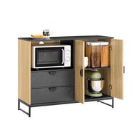 SIDEBOARD Eiche-Schwarz 107×40×85 cm - Schwarz/Naturfarben, Holzwerkstoff (107/40/85cm) - SoBuy