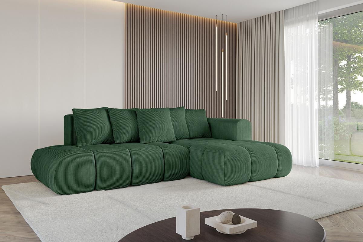 ECKSOFA Ottomane Rechts CLOUD-L-v1 280x185x90 Grün Cord - Grün, Holzwerkstoff/Kunststoff (185/280cm) - ALTDECOR