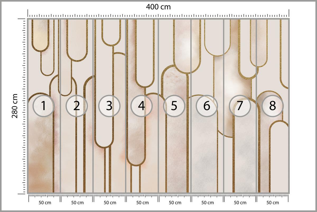 FOTOTAPETE für Wohnzimmer Abstraktion Art Deco 400x280 - Beige/Rosa, Papier (400/280cm) - Muralo