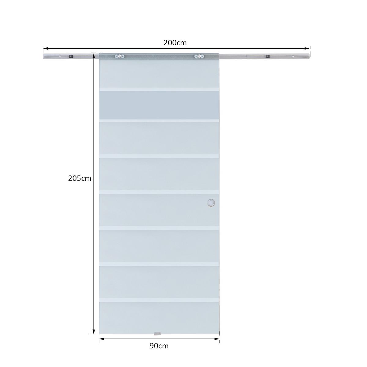 GLASSCHIEBETÜR Aluminium Sicherheitsglas Transparent - Transparent/Silberfarben, Glas/Metall (0.8/205/90cm) - HOMCOM