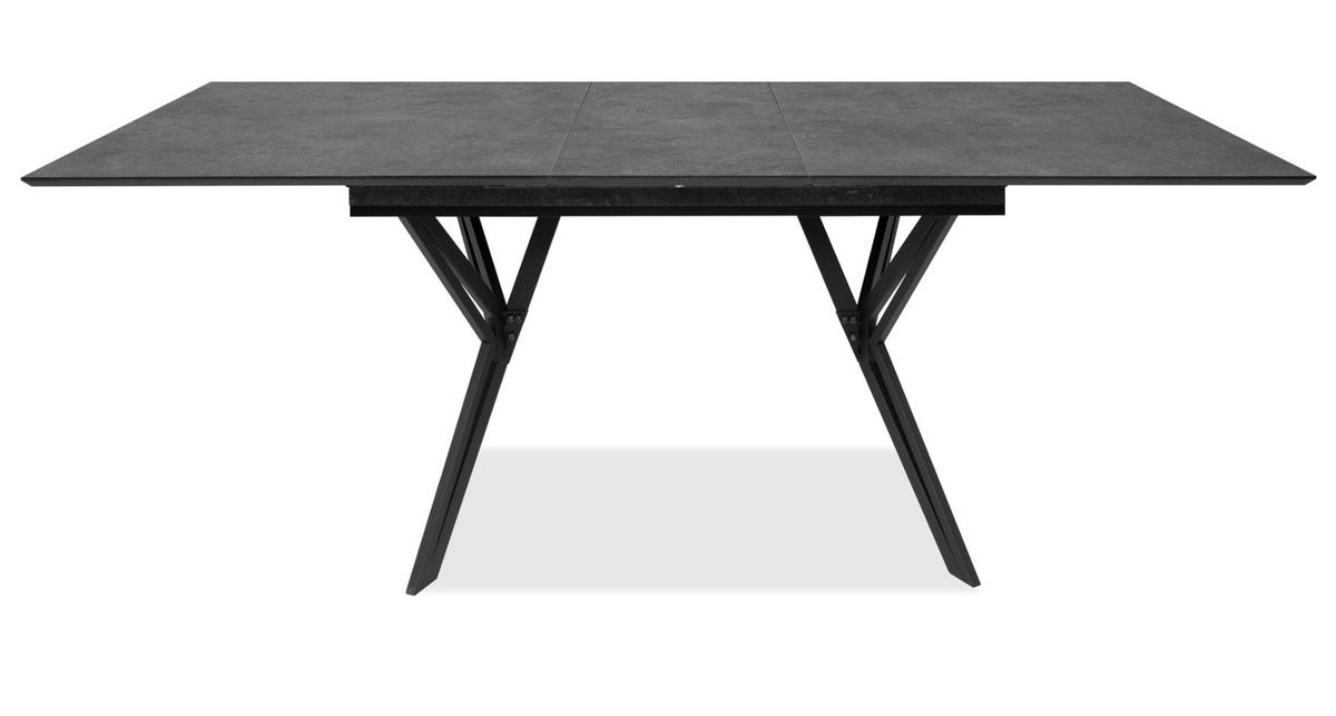 ESSTISCH Stein grau dunkel 160/200 cm, Küchentisch ausziehbar - Dunkelgrau/Schwarz, Holzwerkstoff/Metall (90/160/74cm) - Furn.Design