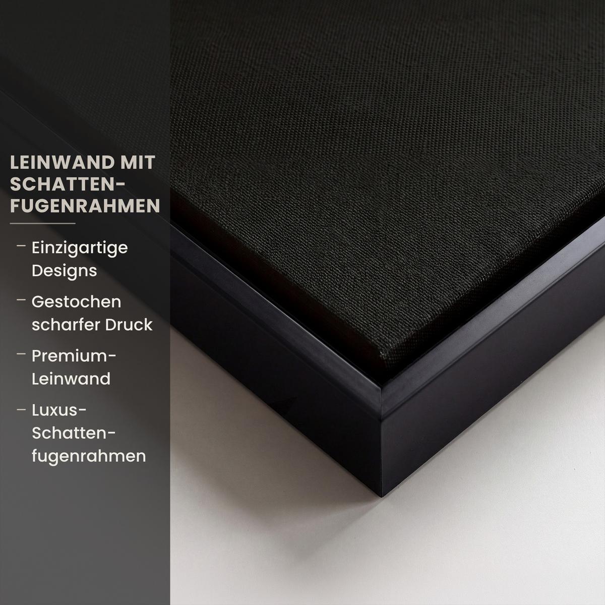 LEINWAND Bilder mit Rahmen - Baum - Blau - Blätter - Pinselstriche - 90x140 - Blau, Textil (90/140cm) - MuchoWow