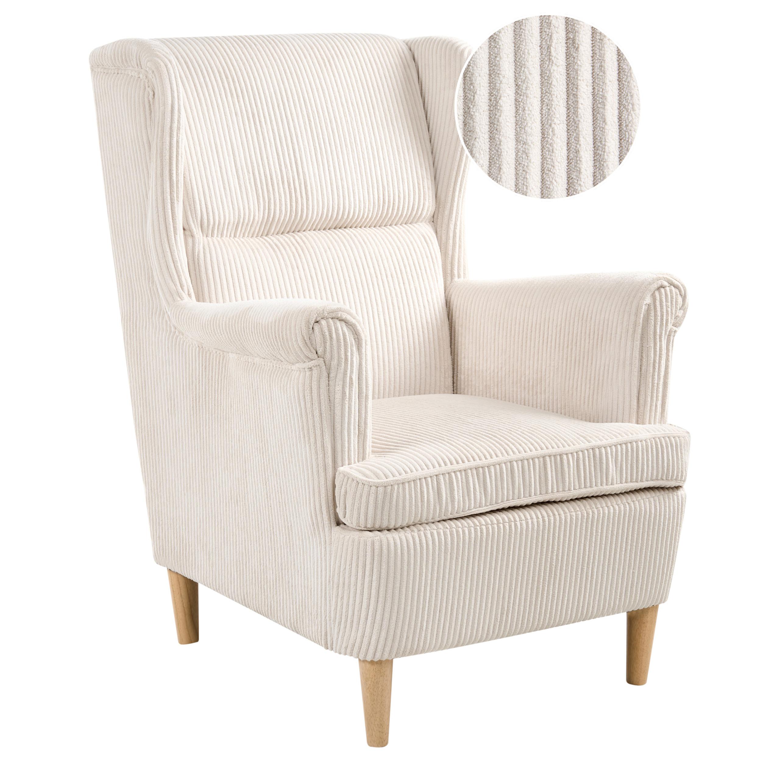OHRENSESSEL Hellbeige Abson - Beige/Braun, Textil (64/100/65cm) - Beliani