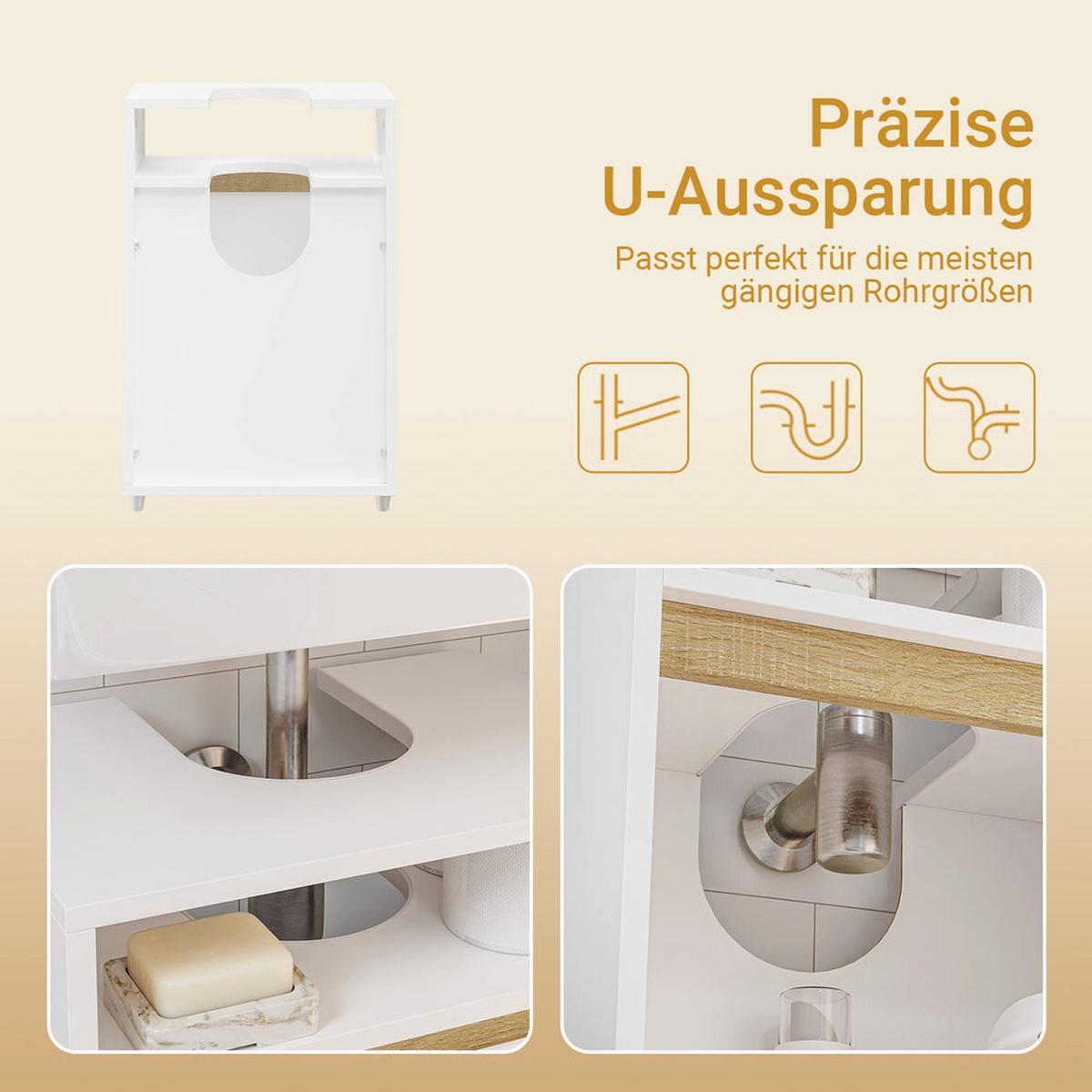 WASCHBECKENUNTERSCHRANK Schmal mit U-Aussparung 40x60x30cm - Weiß, Holzwerkstoff (40/60/36cm) - SoBuy