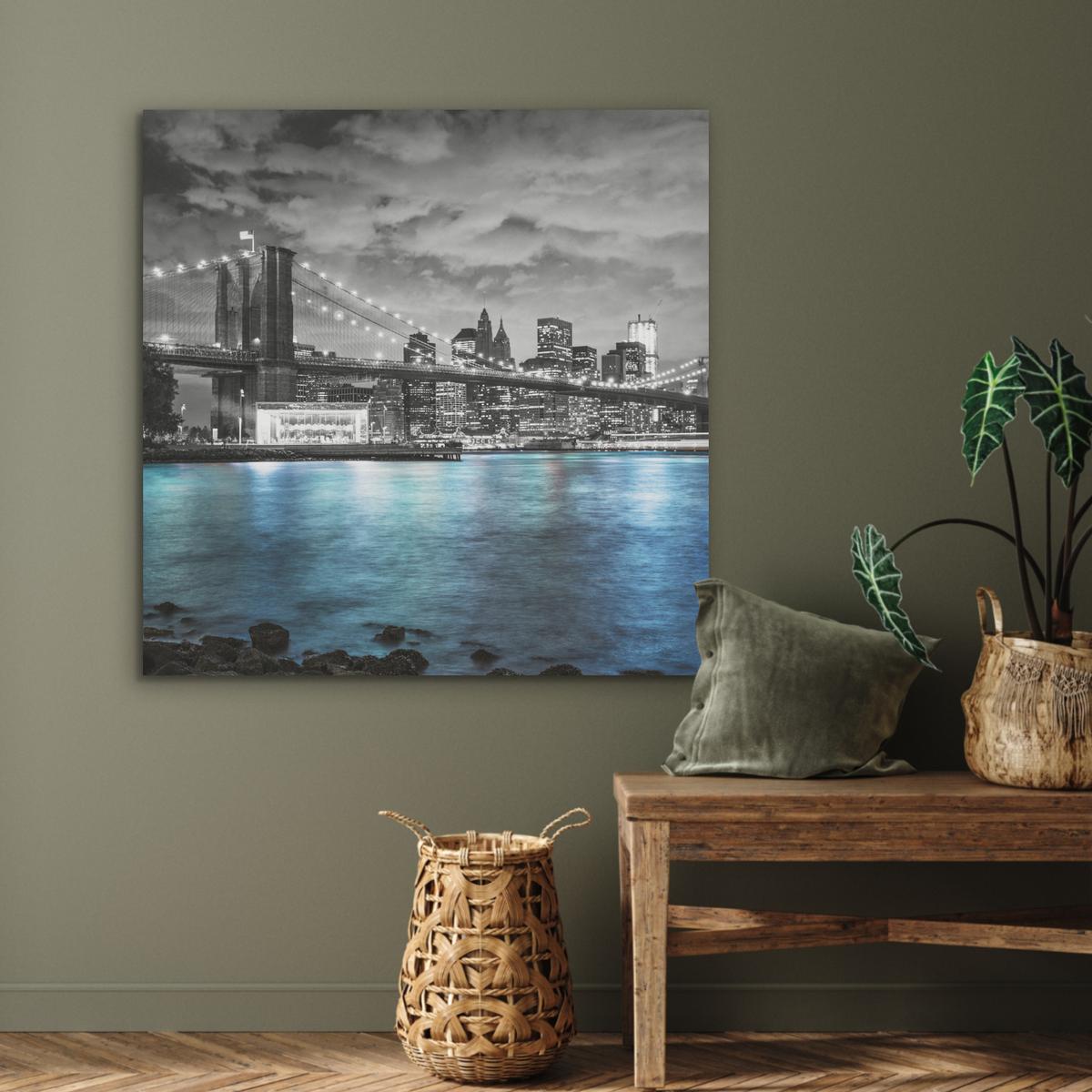 AKUSTIKBILD New York - Skyline - Stadt - Blau Akustikpaneele 90x90 cm - Blaugrau, Kunststoff (90/90/0.9cm) - MuchoWow