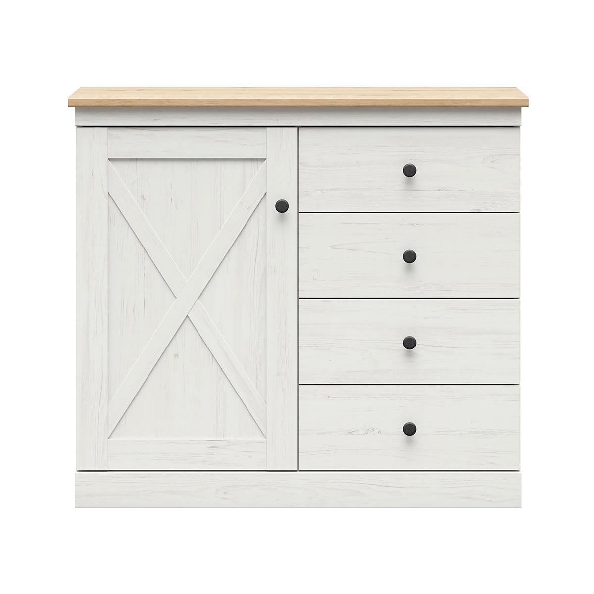 KOMMODE Victoria Weiß und Holz - Weiß, Holzwerkstoff (103/92/43cm) - Petits-meubles